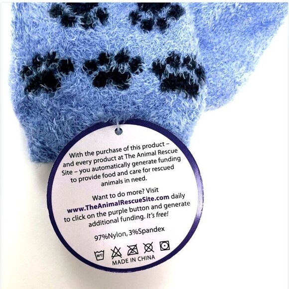 Non-Skid Socks Pilates Yoga Dance Home Wear Blue Puppy Paws Grip - Picture 2 of 2